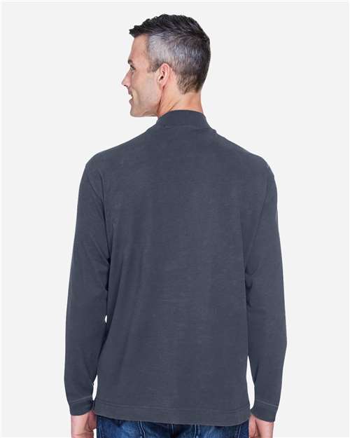 Navy Unisex Sueded Jersey Mock Neck T-Shirt - D420