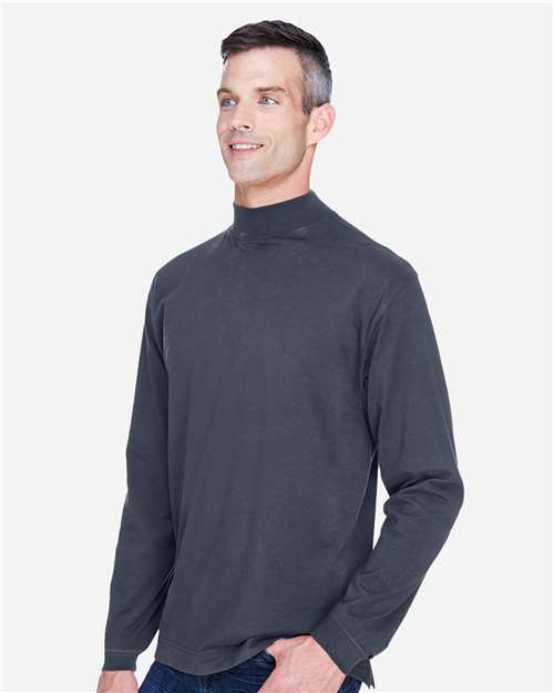 Navy Unisex Sueded Jersey Mock Neck T-Shirt - D420