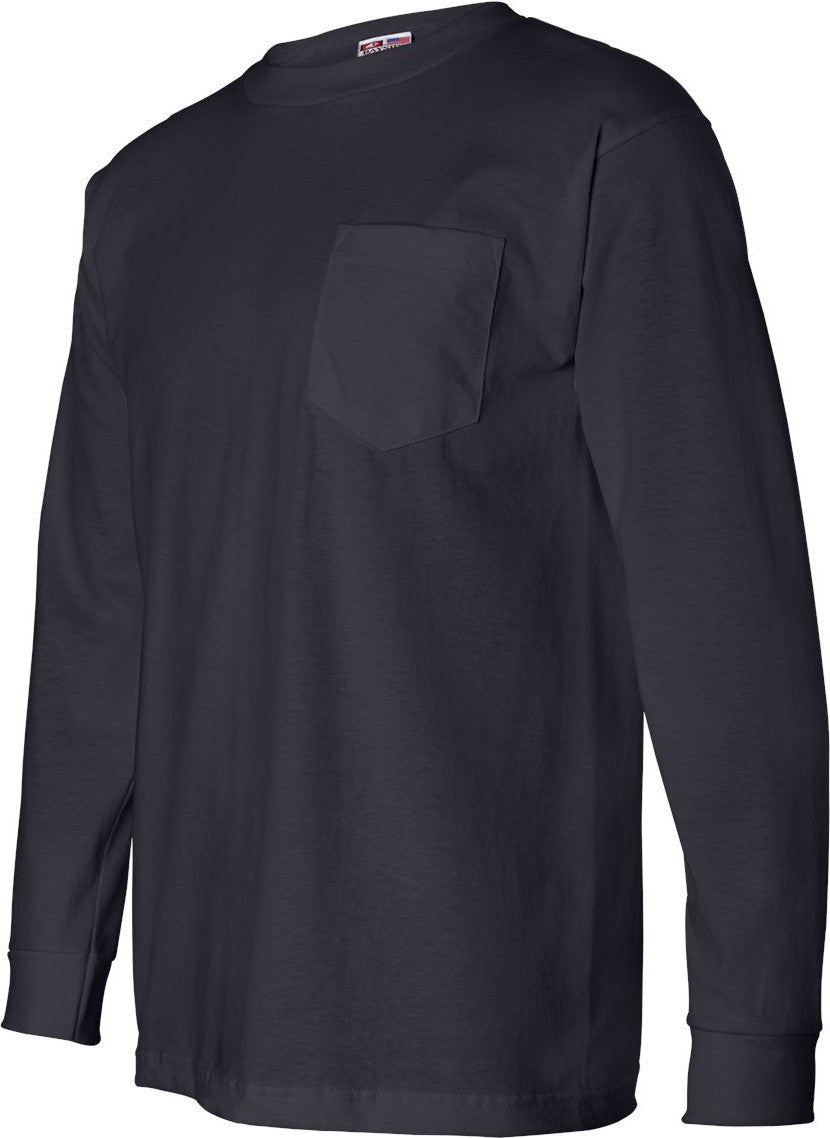 Navy USA-Made Long Sleeve Pocket T-Shirt - 8100