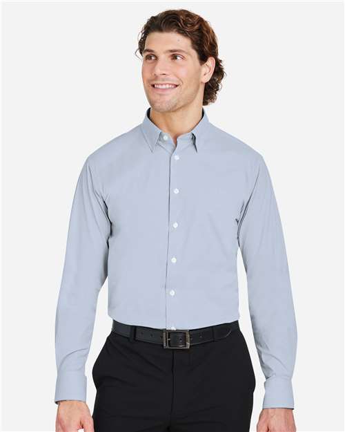 Navy/ White Men's CrownLux Performance® Microstripe Dress Shirt - DG537