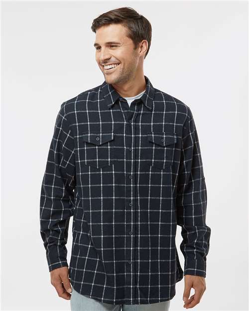 Navy/ White Yarn-Dyed Flannel Shirt - 8210