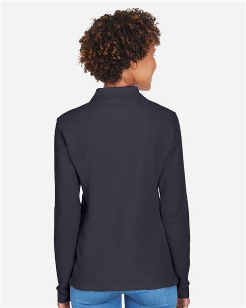 Navy Women's Pima Piqué Long Sleeve Polo - D110W