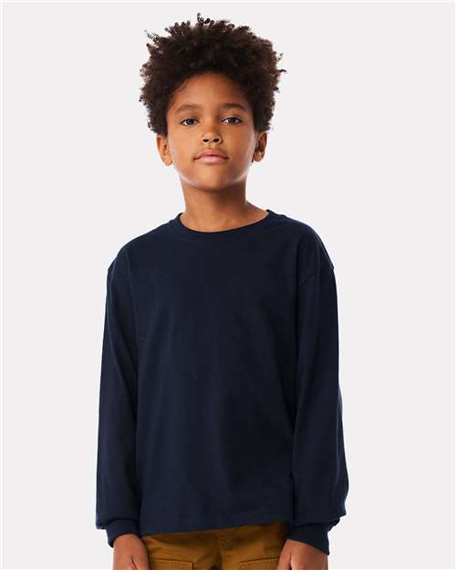 Navy Youth 6oz. Heavyweight Long Sleeve Tee - 3511Y