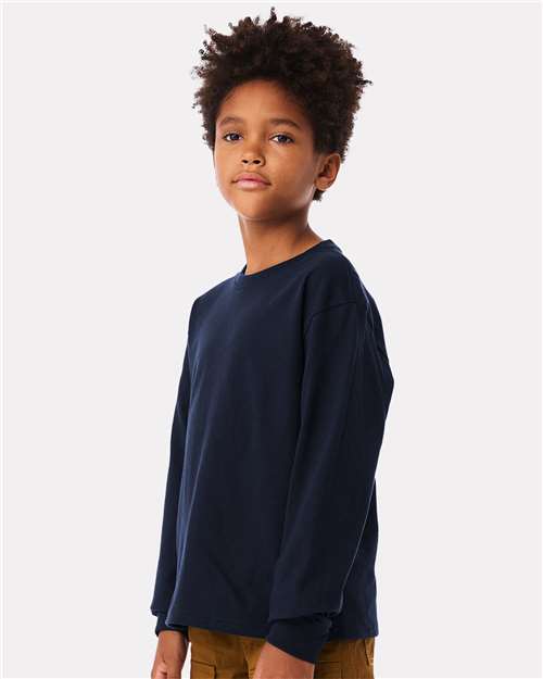 Navy Youth 6oz. Heavyweight Long Sleeve Tee - 3511Y