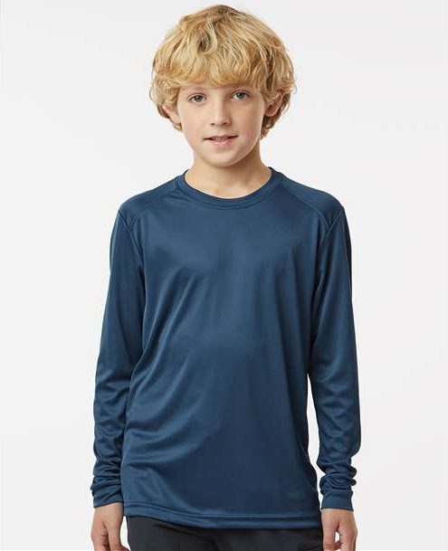 Navy Youth Long Islander Performance Long Sleeve T-Shirt - 218Y