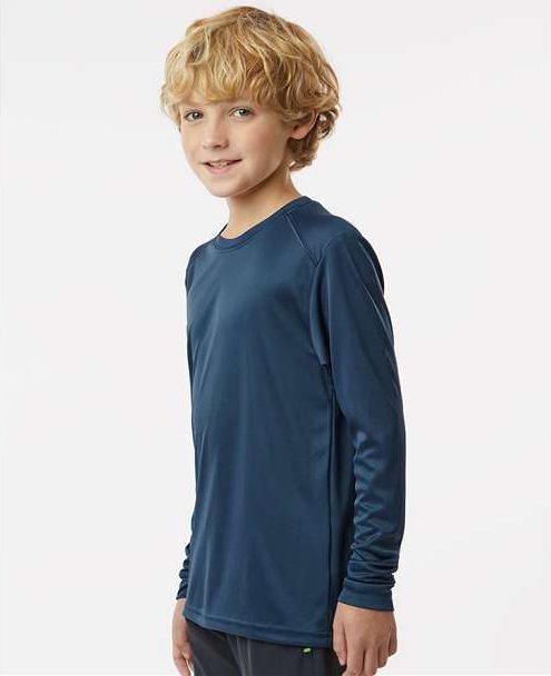 Navy Youth Long Islander Performance Long Sleeve T-Shirt - 218Y