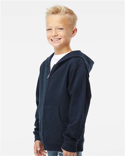 Navy Youth Midweight Full-Zip Hooded Sweatshirt - SS4001YZ