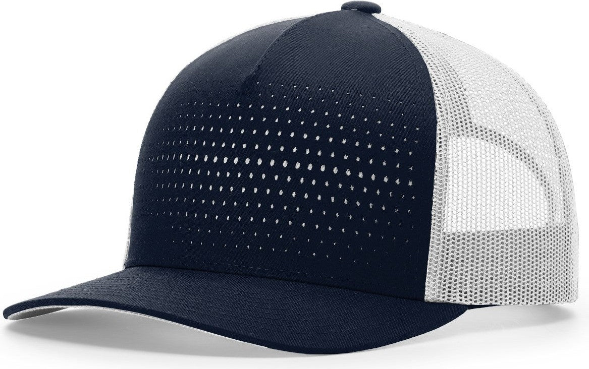 Navy/Light Grey/Light Grey Laser Cut Five Panel Trucker