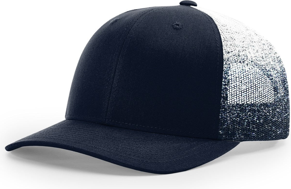 Navy/Navy-White Fade Printed Mesh Trucker