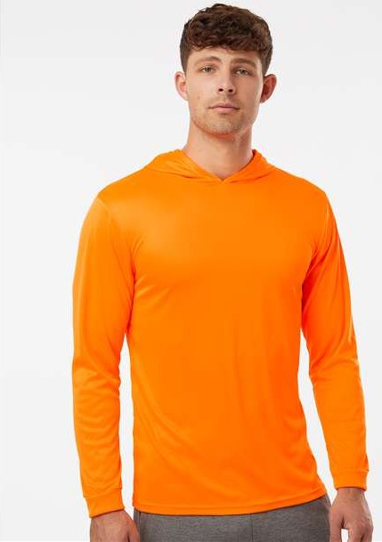 Neon Orange Bahama Performance Hooded Long Sleeve T-Shirt - 220