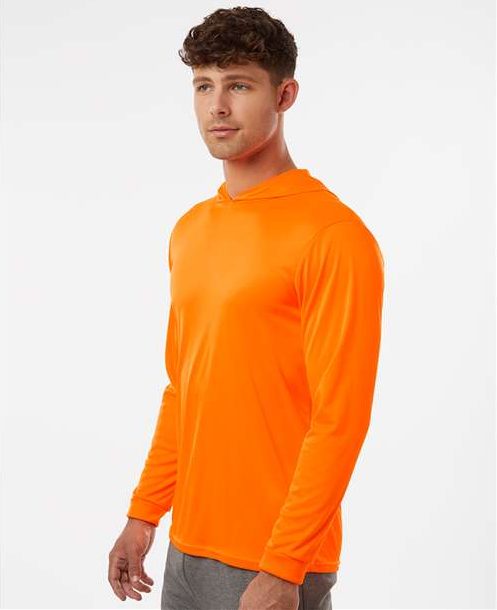 Neon Orange Bahama Performance Hooded Long Sleeve T-Shirt - 220