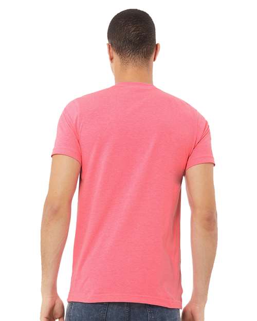 Neon Pink Heather CVC V-Neck Tee - 3005CVC