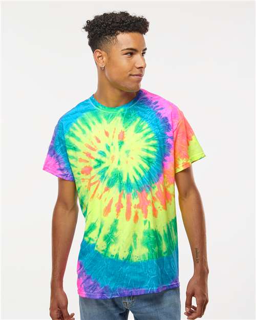 Neon Rainbow Multi-Color Tie-Dyed T-Shirt - 1000