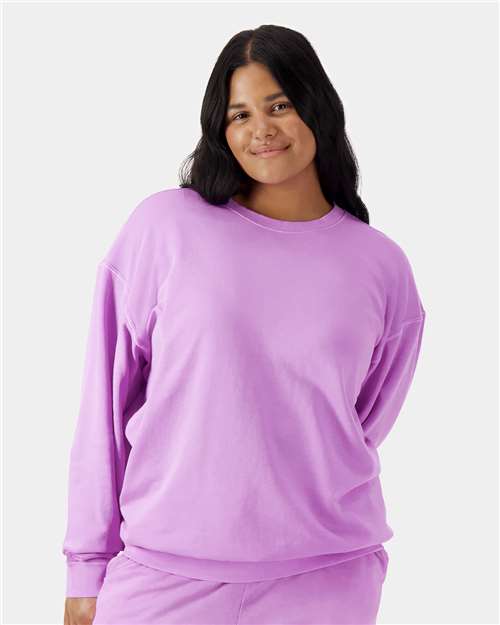 Neon Violet Garment-Dyed Lightweight Fleece Crewneck Sweatshirt - 1466