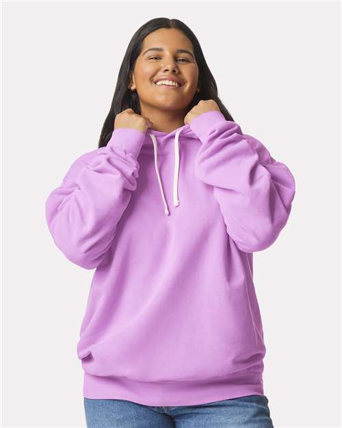 Neon Violet Garment-Dyed Lightweight Fleece Hooded Sweatshirt - 1467