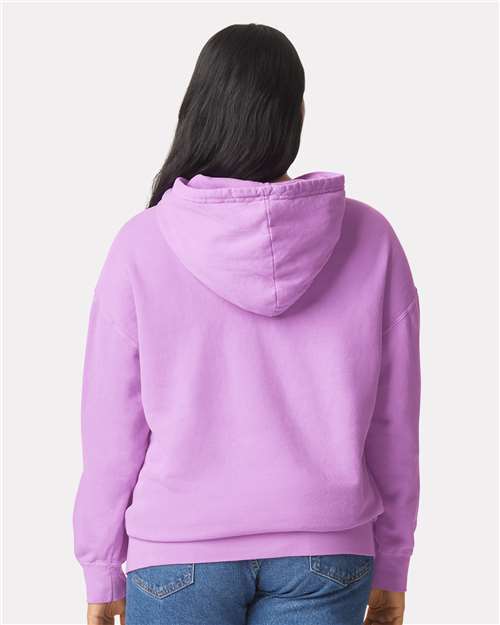 Neon Violet Garment-Dyed Lightweight Fleece Hooded Sweatshirt - 1467