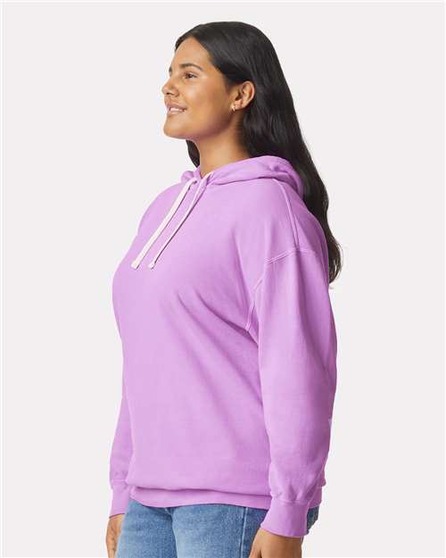 Neon Violet Garment-Dyed Lightweight Fleece Hooded Sweatshirt - 1467