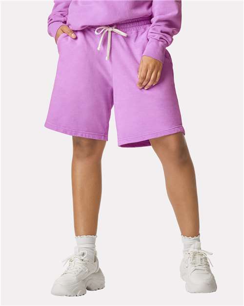 Neon Violet Garment-Dyed Lightweight Fleece Sweat Shorts - 1468