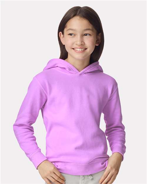 Neon Violet Garment-Dyed Youth Lightweight Fleece Hooded Sweatshirt - 1467Y