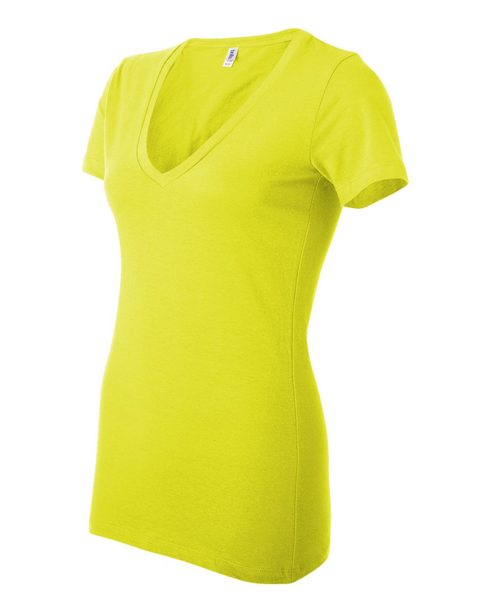 Neon Yellow Women’s Jersey Deep V-Neck Tee - 6035
