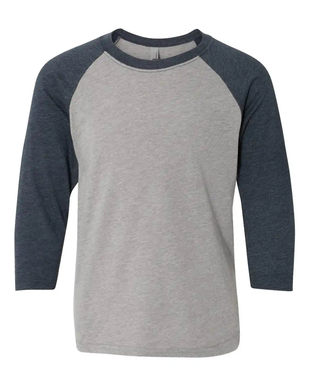 Next Level 3352n Youth Cvc Three-quarter Sleeve Raglan T-shirt - 3352 - Midnight Navy Sleeves Dark Heather Grey Body