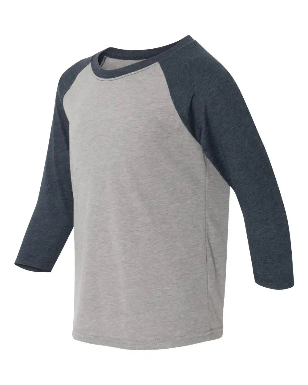 Next Level 3352n Youth Cvc Three-quarter Sleeve Raglan T-shirt - 3352 - Midnight Navy Sleeves Dark Heather Grey Body