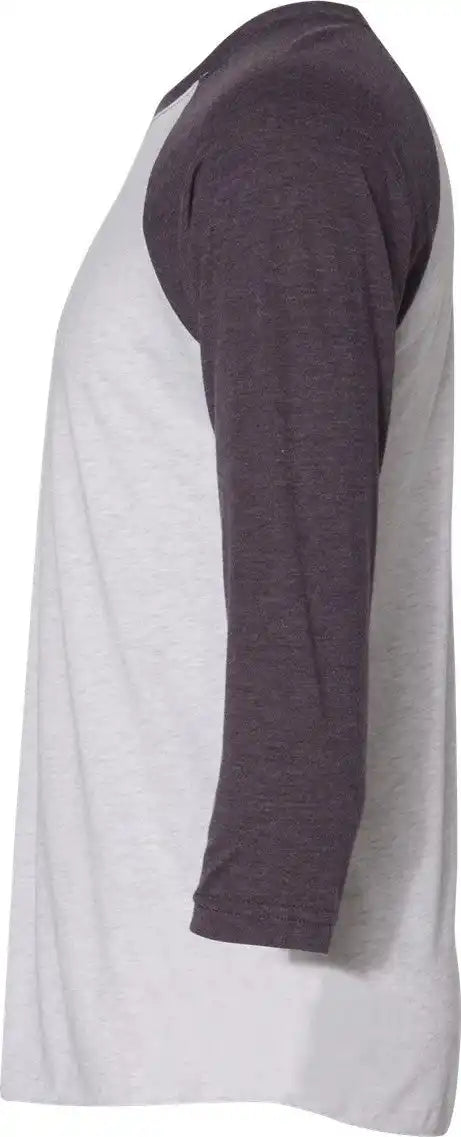 Next Level 6051 Triblend Three-quarter Raglan T-shirt - Vintage Purple Sleeves Heather White Body