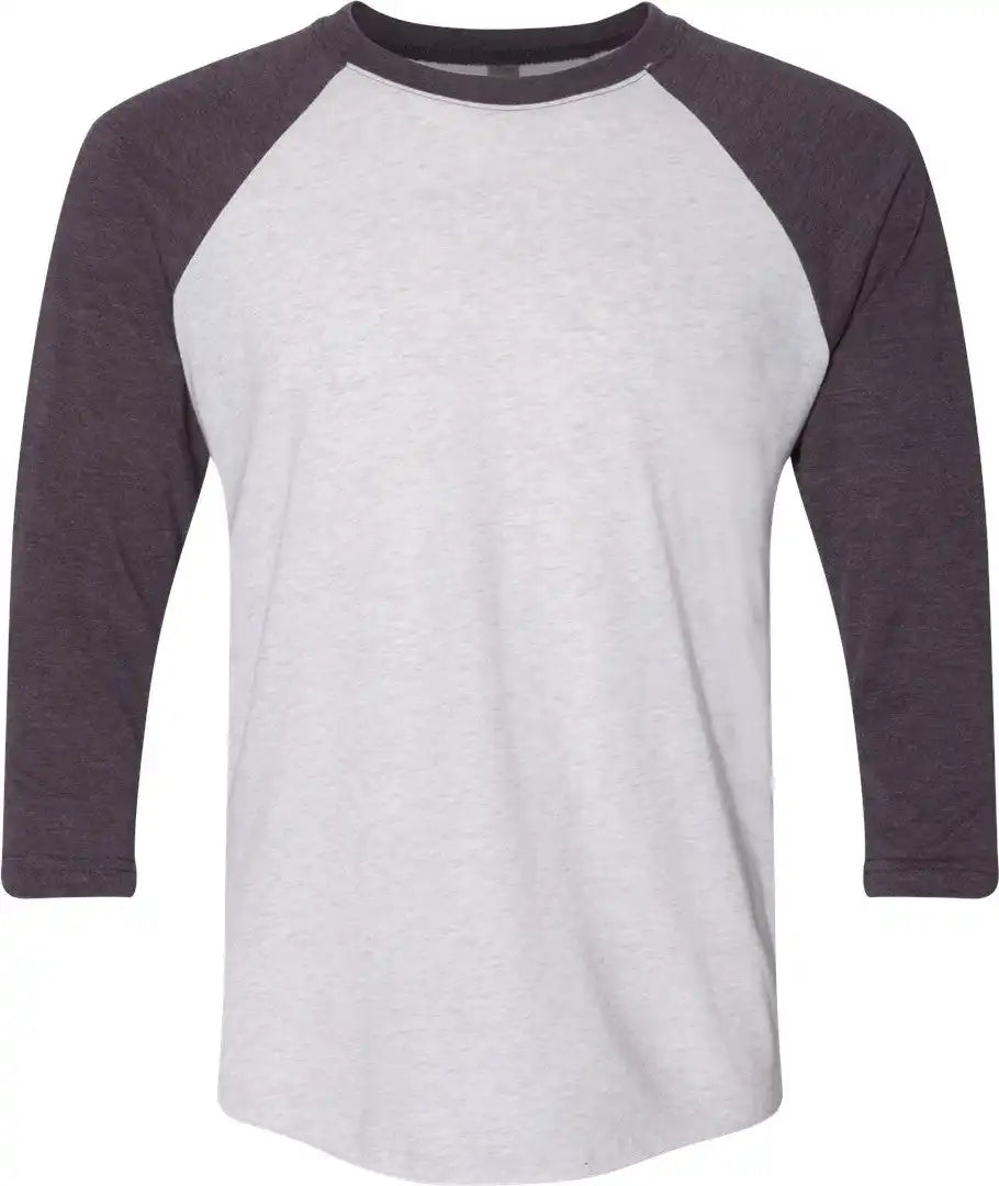 Next Level 6051 Triblend Three-quarter Raglan T-shirt - Vintage Purple Sleeves Heather White Body - Sleeves/ / Xs