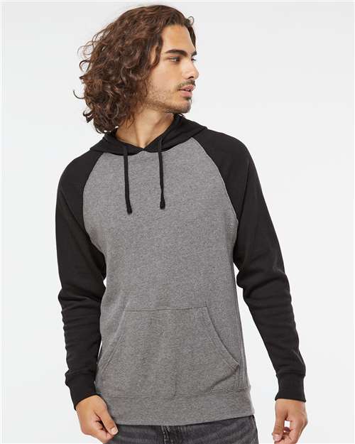 Nickel Heather/ Black Special Blend Raglan Hooded Sweatshirt - PRM33SBP