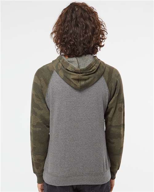 Nickel Heather/ Forest Camo Special Blend Raglan Hooded Sweatshirt - PRM33SBP