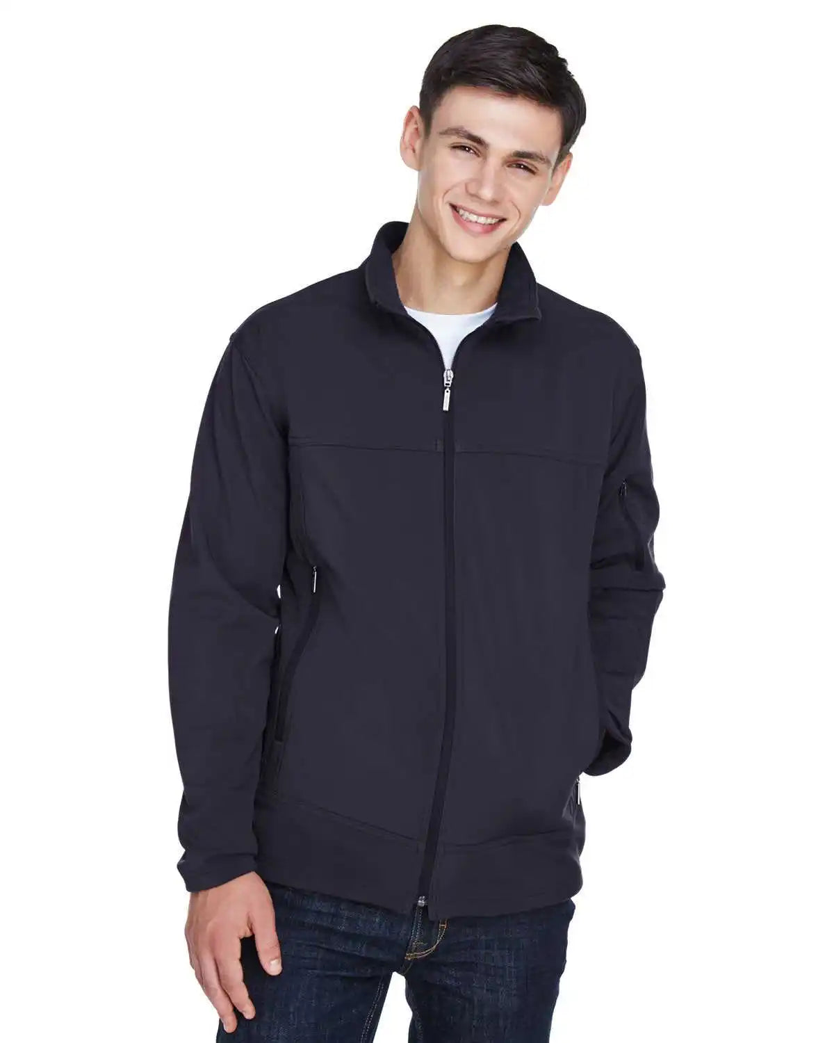 North End 88099 Men’s Three-layer Fleece Bonded Performance Soft Shell Jacket - Midnight Navy