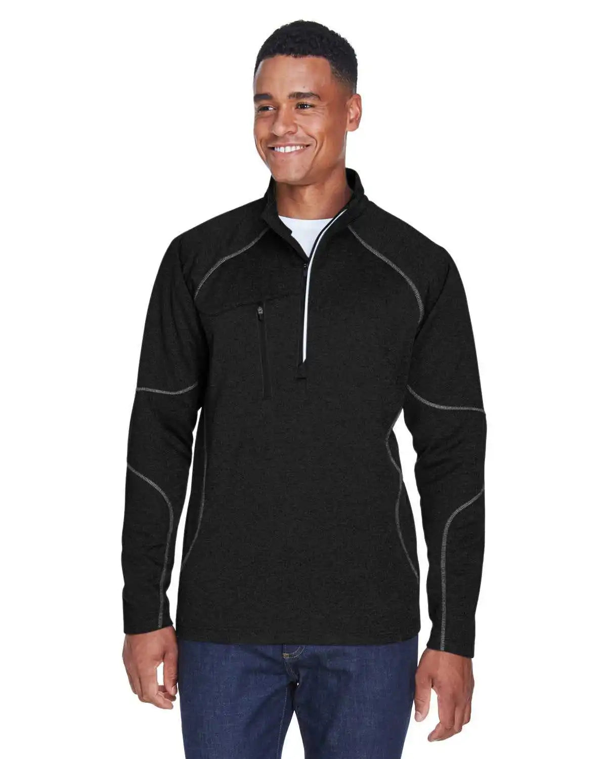North End 88175 Adult Catalyst Performance Fleece Quarter-zip - Black