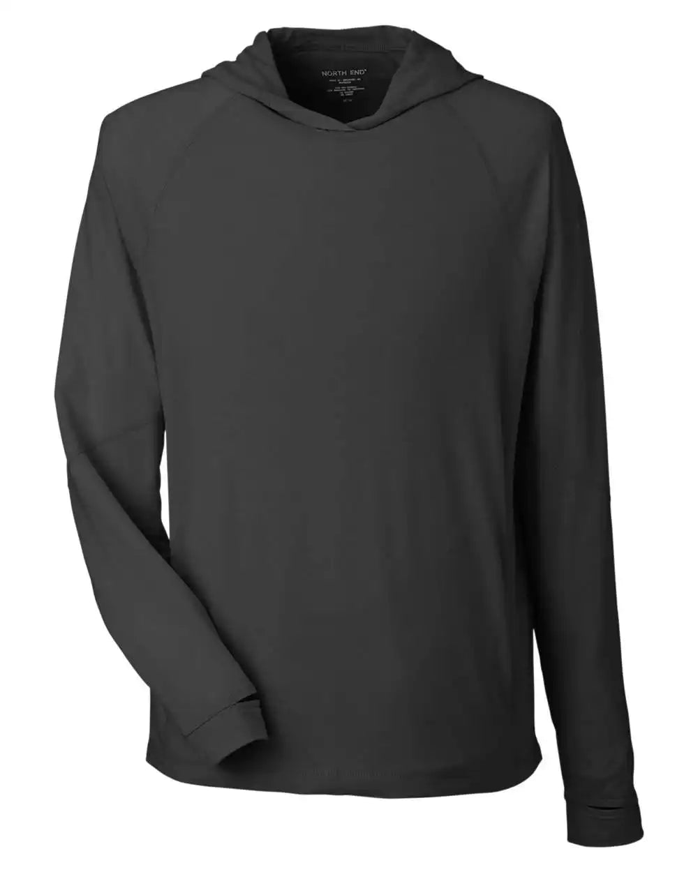 North End Ne105 Unisex Jaq Stretch Performance Hooded Long Sleeve T-shirt - Black - Xs