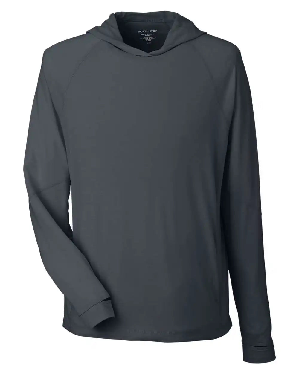 North End Ne105 Unisex Jaq Stretch Performance Hooded Long Sleeve T-shirt - Carbon - Xs