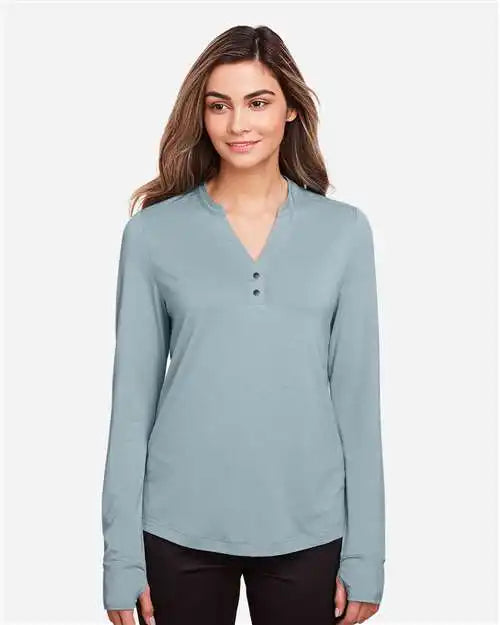 North End Ne400w Women’s Jaq Snap-up Stretch Performance Pullover - Opal Blue - Xs