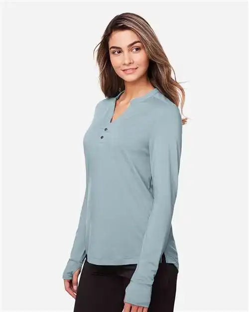 North End Ne400w Women’s Jaq Snap-up Stretch Performance Pullover - Opal Blue
