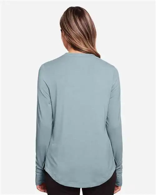 North End Ne400w Women’s Jaq Snap-up Stretch Performance Pullover - Opal Blue