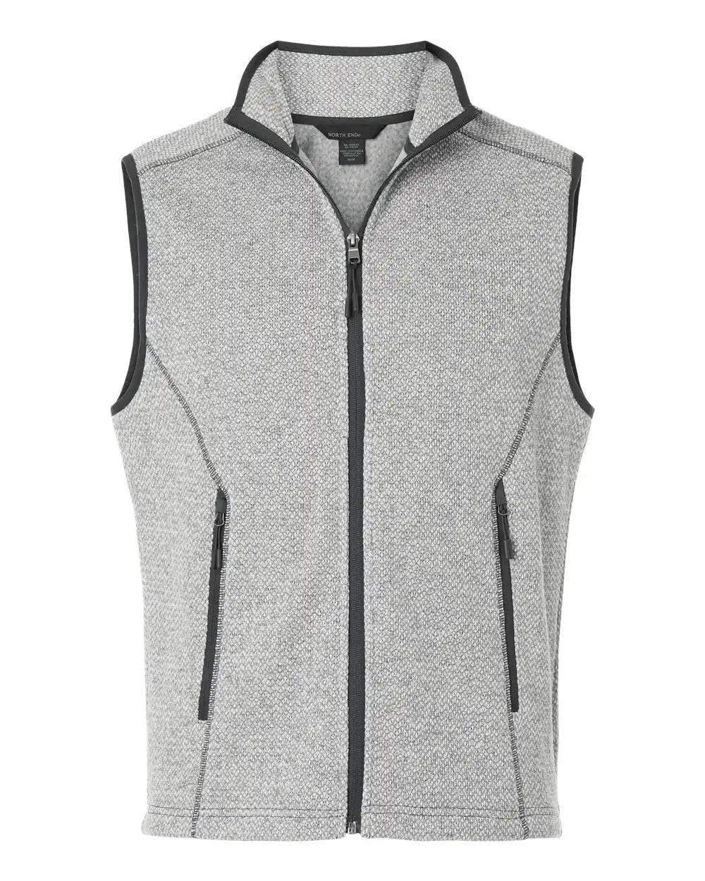 North End Ne731 Men’s Jasper Jacquard Fleece Vest - Grey White - Grey/ / s