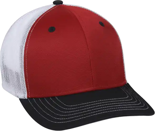 Oc Sports Ct120m Extra-flexible Slight Pre-curved Visor - Red White Black - 6 3/4’’ - 7 1/8’’