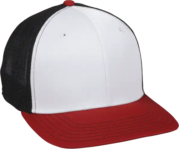 Oc Sports Ct120m Extra-flexible Slight Pre-curved Visor - White Black Red - 6 3/8’’ - 3/4’’