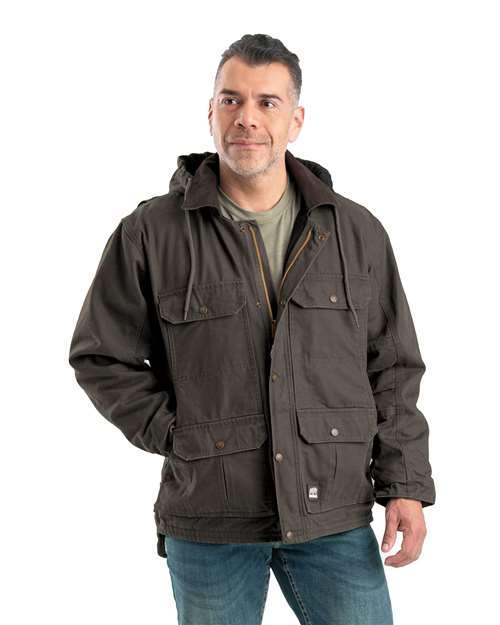 Olive Duck Heartland Washed Duck Zip-Off Hooded Coat - JC613