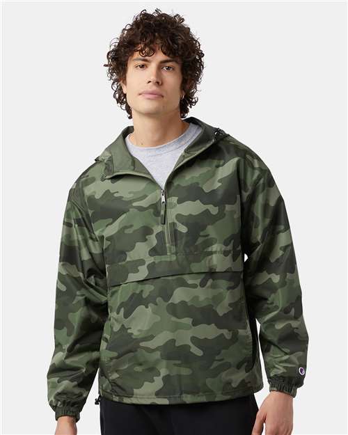 Olive Green Camo Packable Anorak Jacket - CO200