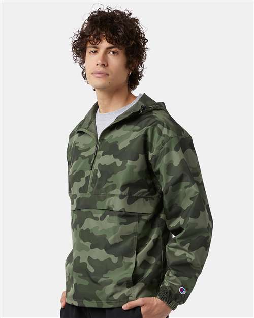 Olive Green Camo Packable Anorak Jacket - CO200