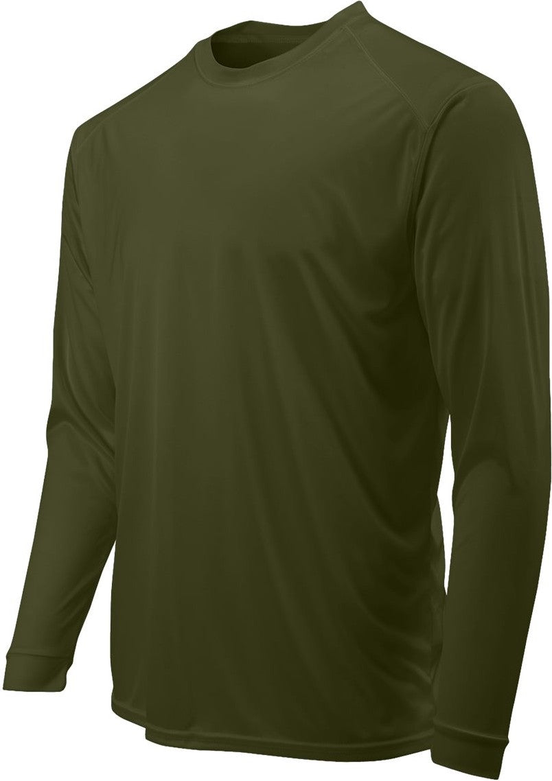 Olive Green Long Islander Performance Long Sleeve T-Shirt - 210
