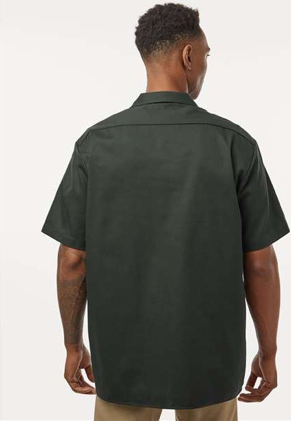 Olive Green Short Sleeve Work Shirt - 2574