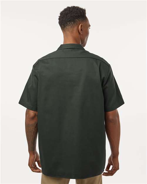 Olive Green Short Sleeve Work Shirt - Tall Sizes - 2574T