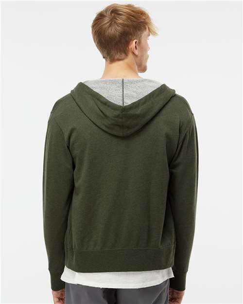 Olive Heather Heathered French Terry Full-Zip Hooded Sweatshirt - PRM90HTZ