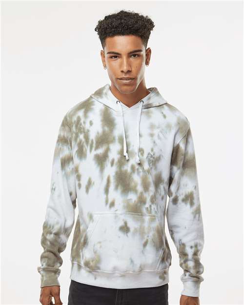 Olive Tie Dye Tie-Dyed Fleece Hooded Sweatshirt - 8861
