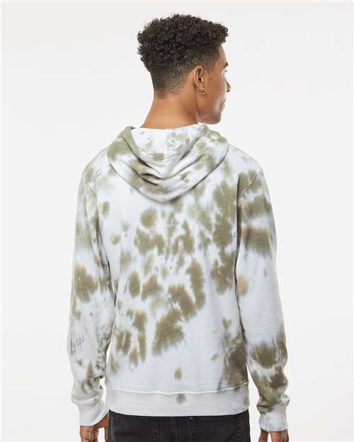 Olive Tie Dye Tie-Dyed Fleece Hooded Sweatshirt - 8861