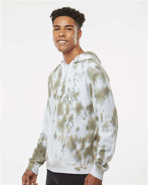 Olive Tie Dye Tie-Dyed Fleece Hooded Sweatshirt - 8861